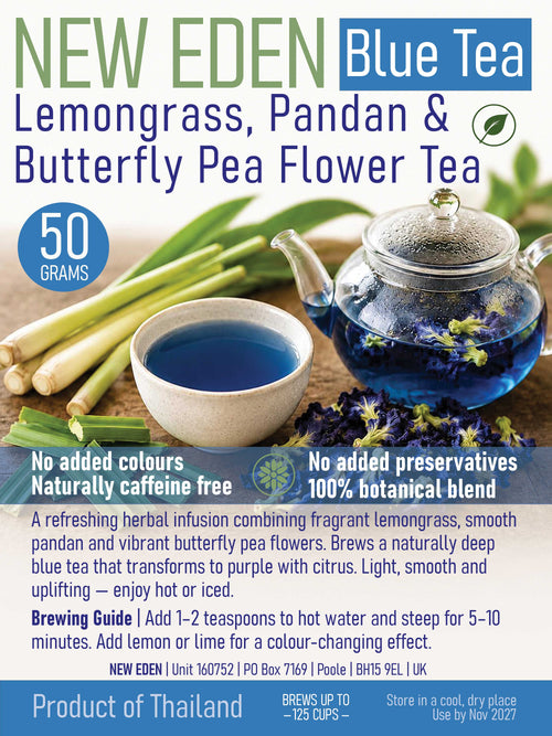 Lemongrass, Pandan & Butterfly Blue Pea Flower Tea | 50 g | Citrus Flavour