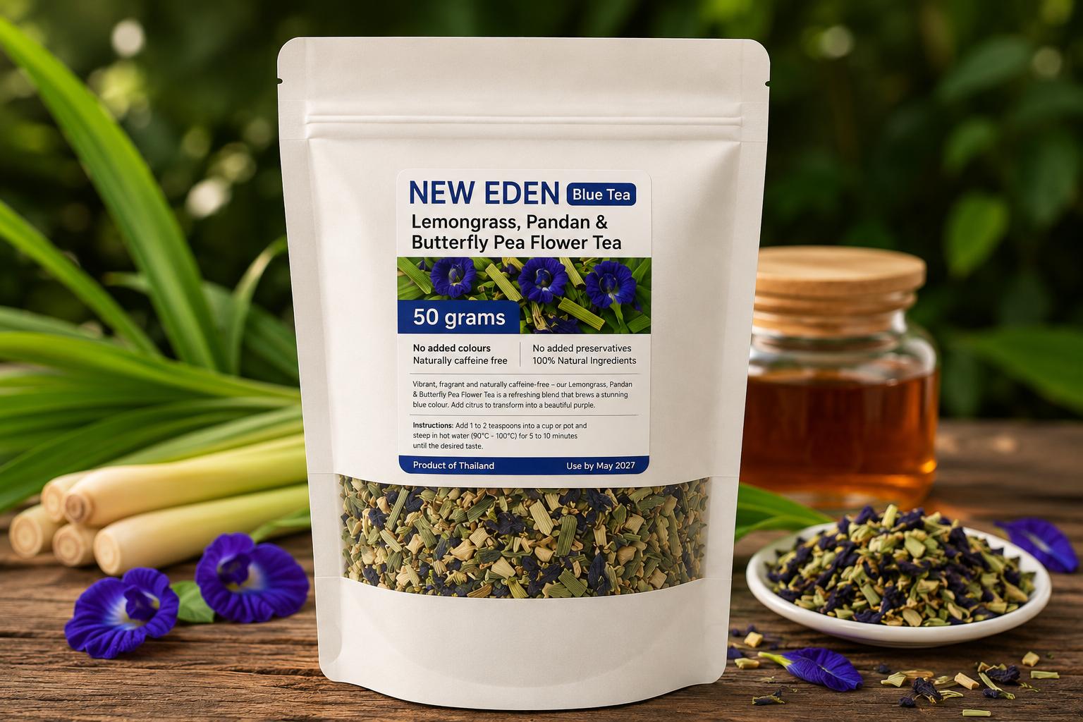 Lemongrass, Pandan & Butterfly Blue Pea Flower Tea | 50 g | Citrus Flavour