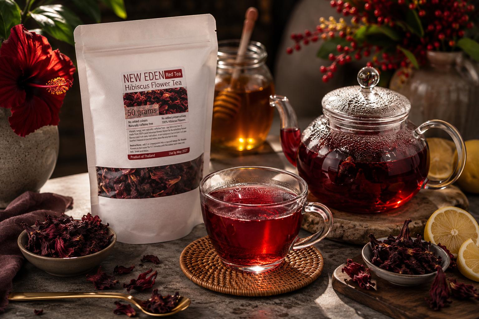 Hibiscus Flower Tea | 50g | Red Fruity Tea | Iced Drinks | Cocktails | Rich in Antioxidants